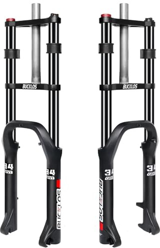 BUCKLOS Fahrrad-Federgabel, 50,8 cm (20 Zoll), 4.0 Fat Tire Bike, 180 mm Verfahrweg, 135 mm Abstand, 9 mm QR E-Bike-Öl, MTB, Fat Fork, Double Crown 1-1/8 gerade Elektrofahrrad-Vordergabel, Schnee