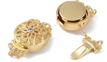 Airssory 5 chiusure multifilo in ottone con zirconia cubica, 3 fili e 6 fori, chiusura a fiore per la creazione di bracciali, collane e gioielli