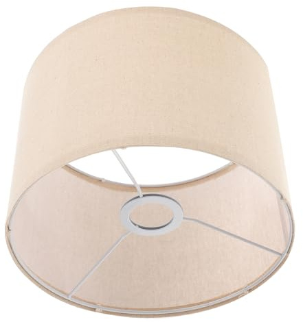 Lampenschirm für Tischlampe E27 1 Stück Leinen, Beige, Abnehmbar | Stehlampenschirm mit Loch 4,2cm, für Wohnzimmer und Büro, Robust und Einfach Montierbar