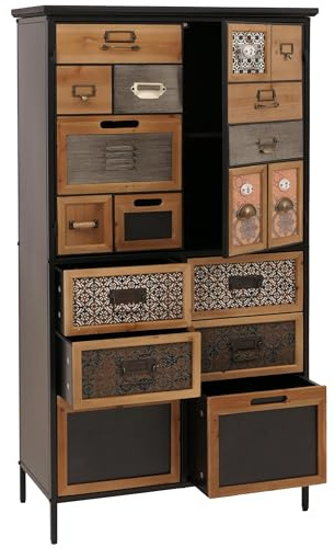 Mendler Apothekerkommode HWC-O80 Vintage Shabby-Look, Natur/bunt | Schrank, Highboard, 136x73x35cm, Schubladen