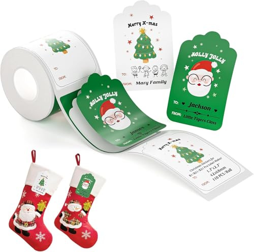 NIIMBOT Etiketten für Weihnachten, Etiketten für B1/B21/B3S Etikettendrucker, Halloween Kürbis Design, Weihnachts Geschenk, 42x68mm
