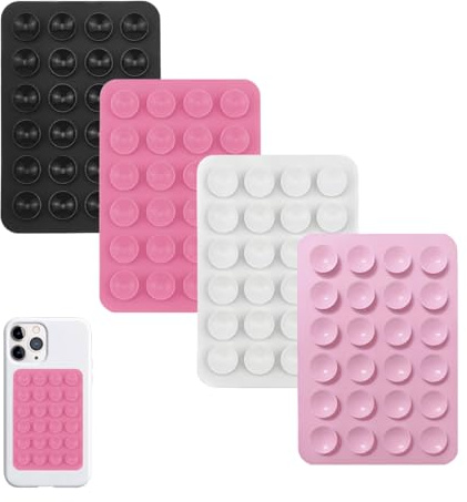 GNALIA Ventosa Movil 4 Piezas, Soporte Silicona Con Ventosa Para Teléfono 8X5.5Cm, Manos Libres Para Ducha Tiktok Selfies