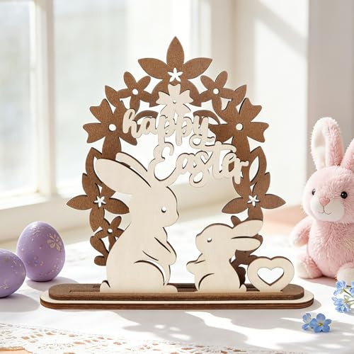 HOLDLEAF Osterdeko Holz, Frühlingsdeko Tisch Osterhase Deko,Geldgeschenk zu Ostern,Ostern Tischdeko,Original Ostergeschenke Kinder Familien