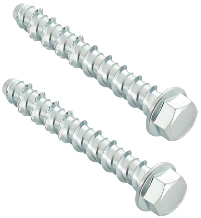 MejaRizon Viti per calcestruzzo M6 x 50, 20 pezzi, viti per calcestruzzo, senza tasselli, testa esagonale, vite per cemento zincate con disco per muratura, cemento, architettura, industria