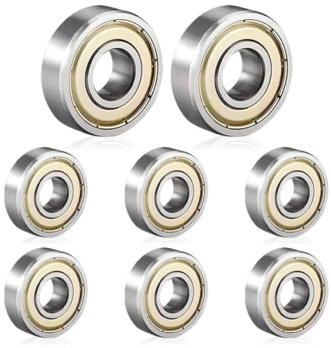 8 Pezzi Cuscinetti a Sfere 608ZZ in Metallo, per Skateboard, Pattini, Longboard, Micro cuscinetti Alta Qualità (8x22x7 mm)