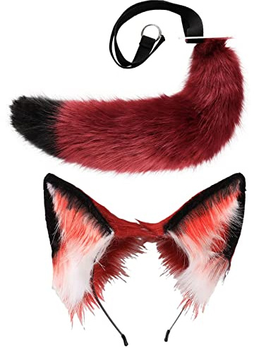 Nishiyuenyi Cosplay Set Haarreif Schwanz Kostüm Spielzeug Modisch Dekorativ Komfortables Polyester für Frauen Festival Festival Bühnendekoration 15c, A