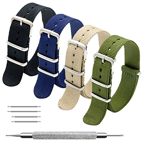 MEGALITH Uhrenarmband Packung mit 4/8 Nylon Strap 16mm 18mm 20mm 22mm 24mm Ballistic Nylon Uhr Armband Zulu Uhrband für Herren Damen