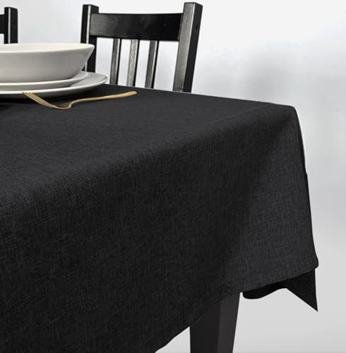 Rollmayer Hersteller abwaschbar Tischdecke Wasserabweisend/Lotuseffekt (Melange Grafit 22, 150x220cm) Leinenoptik Tischtuch mit pflegeleicht Fleckschutz, Rechteckig, 4 Farbe & Größe wählbar