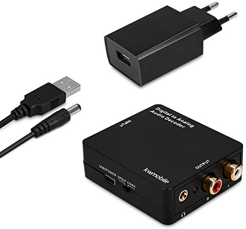 kwmobile Digital zu Analog Audio Decoder - unterstützt DTS Dolby 5.1 - Toslink SPDIF Koaxial zu 2X Ausgang 3.5mm Klinke RCA (L/R) - DAC Sound Wandler
