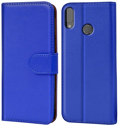 Verco Handyhülle für Huawei P20 Lite Hülle Wallet Case Kartenfach, Blau | Klapphülle klappbar, Book Case Handy Tasche, Schutzhülle mit Kartenslots, Aufstellfunktion, Flip Case Brieftasche