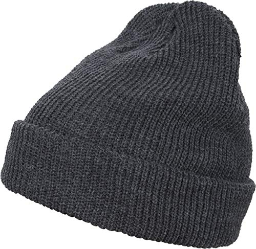 Flexfit Long Knit Beanie Cap, Darkgrey, one size