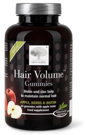 New Nordic Hair Volume Gummies Biotin 475mcg Zinc Apple Extract Vegan, 60ct | Apple flavoured, procyanidin B2, millet & horsetail, maintains hair, skin & nails, pigmentation, non-GMO, gluten & dairy free