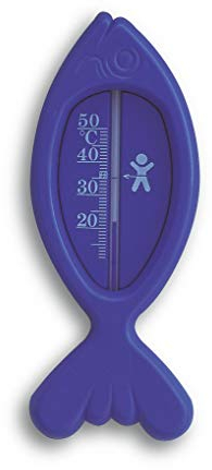 TFA Dostmann Thermomètre de bain analogique pour bébés, 14.3017.06, convient aux enfants/personnes âgées, surveille la température de l'eau du bain, également pour les piscines/bains à remous, bleu