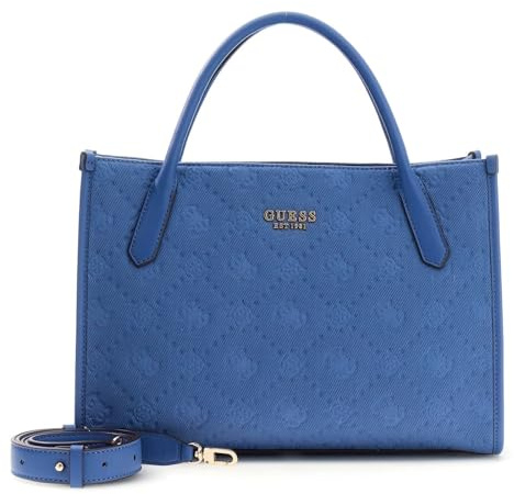 GUESS Handtasche Umhängetasche Jodi Tote Grey Blue Logo blau