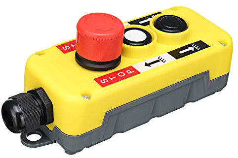 Imperméable 2 Boutons Télécommande Arrêt d'urgence Interrupteurs à Bouton-Poussoir pour Hoist Grue Station de Contrôle Pendant