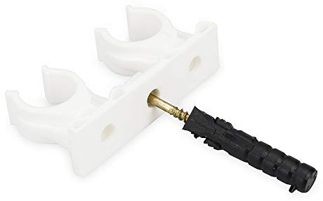 Generisch Doppel Rohrclip Clipser Rohrhalter 14-15/16-18/20-22/25-28 50 Stück (16-18 mm) Weiß