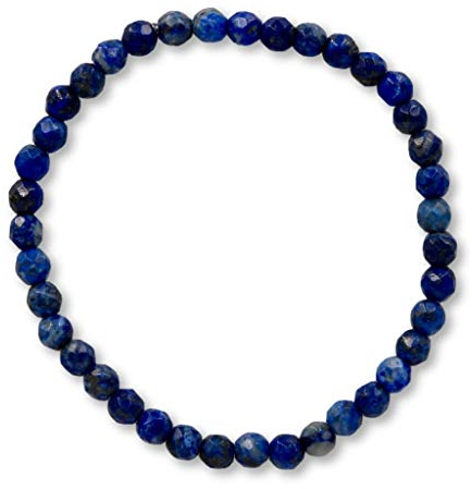 Taddart Minerals - Blaues Armband aus dem natürlichen Edelstein Lapislazuli mit facettierten 4 mm Kugeln auf elastischem Nylonfaden aufgezogen - handgefertigt
