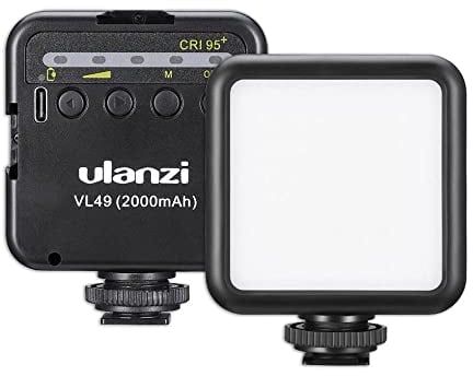 ULANZI VL49 Mini LED Lampe für Smartphone und Kamera mit Einstellbarer Helligkeit 5500K CR95+ und 2000mAh Akku