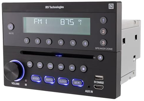 iRV Technology iRV32V2 AM/FM/CD/DVD/MP3/MP4/HDMI in&out w/ ARC/Digital 2.1/Surround Sound/Bluetooth/CEC/NFC,3 Zones Wall Mount RV Radio Stereo w/ APP Control, USB using 5V charging both Android&Apple