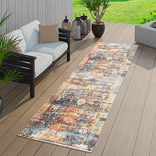 TT Home Moderner Outdoor Teppich Wetterfest für Innen & Außenbereich Ethno Mutlicolour, Größe:200x280 cm