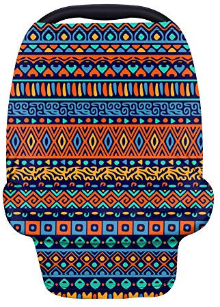 Showudesigns Baja gestreifter Autositzbezug für Babyschale, Baldachin, Ethno-Stil, Aztekenmuster, Still-Schal, Kinderwagen, Einkaufswagen, Abdeckung für Jungen und Mädchen, Geschenk