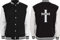 Textilhandel Hering Collegejacke - Jesus Kreuz (Schwarz/Weiß, 3XL)