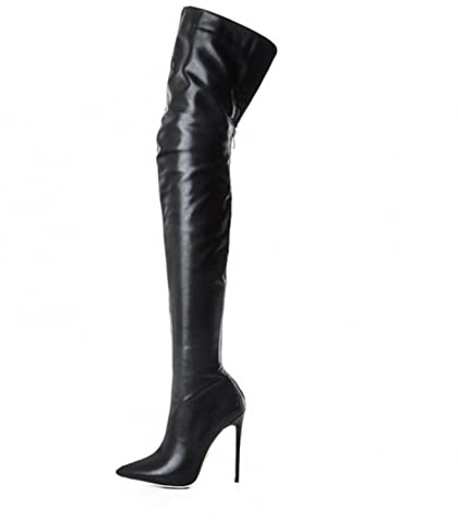 Stivali Alti Donna Stivali da Donna sopra Il Ginocchio Serpent Sexy Fashion Nightclub Scarpe con Tacco Alto (38,Nero)