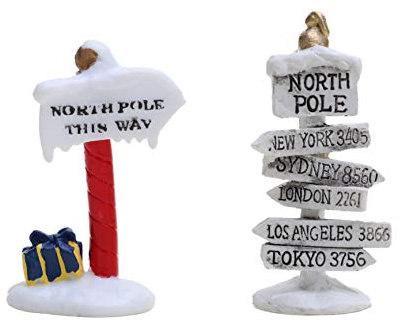 Toyland® Mini-Weihnachts-Sammelfigur aus Kunstharz, Dorf-Szenen-Zubehör, Weihnachts-Figuren (Winterstange – 1 zufällig ausgewählt, 6,5 cm x 3 cm)