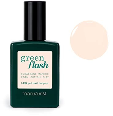 Manucurist smalto semipermanente beige Nude Green Flash - Smalto per unghie gel - Smalto 12-free, bio-based (84%) - Made in France - 15 ml