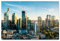 EIN imposantes Glas-Bild, Frankfurt Am Main 150x100cm groß dargestellt. Mit 8mm stärke setzt Sich das Acrylglasverbund-Motiv, Skyline durch die unsichtbare Befestigung schwebend von der Wand ab.