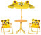 Outsunny Ensemble Salon de Jardin Enfant 4 pcs Design Tigre - Table Ronde + 2 chaises Pliables + Parasol - métal époxy Oxford Jaune