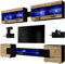 Extreme Furniture Vision Ensemble Meuble TV Mural de Salon | 2 vitrines suspendues, 3 étagères murales et 1 Meuble TV | RGB | Pratique de Rangement