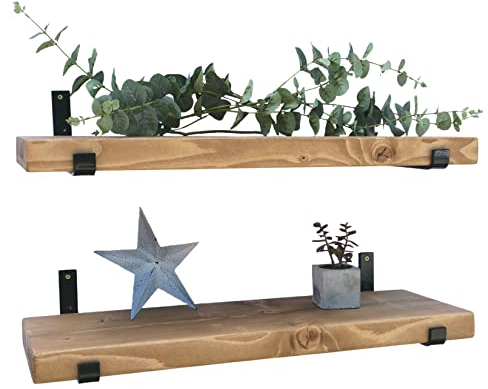 Masterplank Wall Shelves Set of 2, 70 x 22 x 4.4, Decorative Shelves, Rustic Style, for Bedroom Living Room Kitchen Hallway Office storage Reclaimed Shelf (70cm)