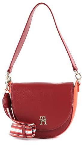Tommy Hilfiger Damen Hobo Bag Tasche Tommy Life Saddle Bag CB Klein, Rot (Regatta Red/Earth Orange Mix), Einheitsgröße