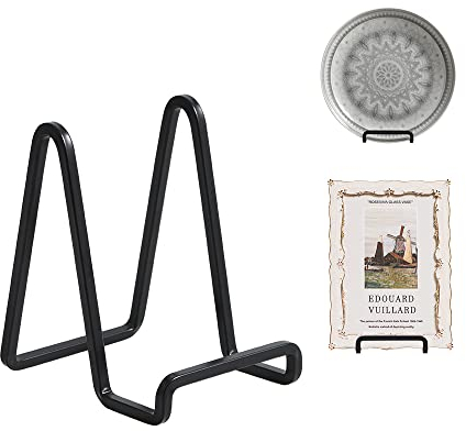 Soporte Platos Mesa Caballete Expositor - 4 Piezas Soportes para Platos Decorativos - Soporte de Placa para Exhibicion - Caballetes de Hierro Negro Para Marcos de Fotos | Libros | Arte - 4,5 Pulgadas