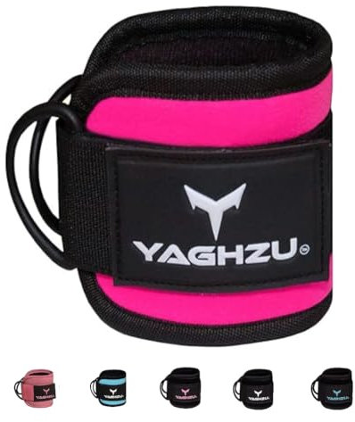YAGHZU Cavigliera per macchina per cavi – Cavigliera regolabile per palestra – 7 mm cinghie imbottite per caviglie per cavi macchina, palestra Kickback Caviglia Strap (singolo, rosa)