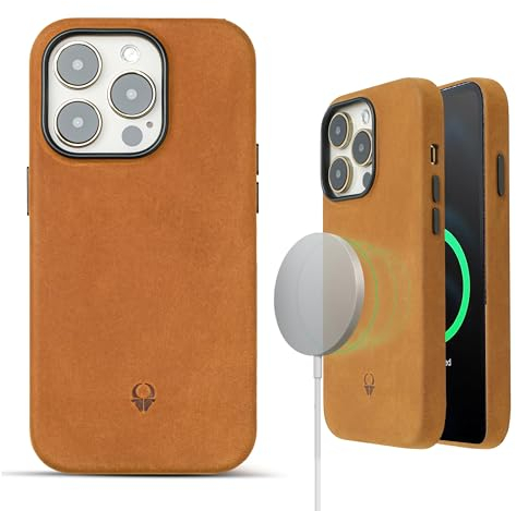 DONBOLSO Kompatibel mit iPhone 14 Pro Ledertasche - Slim Fit-Präzisionsgefertigtes Premium-Telefon-Cover - Anti-Rutsch - Schützt Ihr Telefon mit Anti-Kratz-Mikrofaser-Futter - Vintage Brown