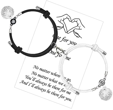 LUOKIFUR Paararmband mit Projektionsstein Magnetarmband 100 Stimme Ich liebe dich Armband Gegenseitige Anziehungskraft Valentinstagsgeschenk (Black-White)