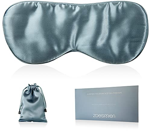 ZOESMIEN Schlafmaske, 100% Maulbeerseide zur Lichtblockierung, Augenmaske für Damen und Herren, Seitenschläfer, Schwellungen, trockene Augen, Kopfschmerzen, verstellbarer Riemen,