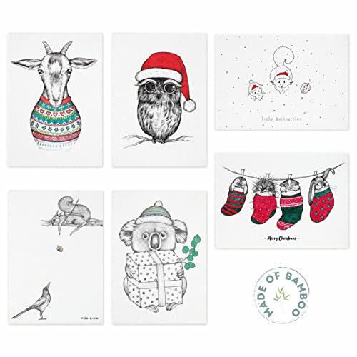 Ligarti® Postkarten Set I nachhaltige Grußkarten | Karten für Weihnachten | auf Premium Bambuspapier I Nikolaus, Christmas