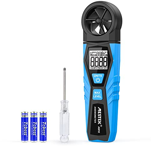 Windmesser Digitaler Anemometer MESTEK Windmessgerät Handheld Windgeschwindigkeit Lufttemperatur Max Wind Gauge Measure 1.1~30m/s Wind Speed for Windsurfing Kite Drone Flying Sailing Surfing HVAC CFM