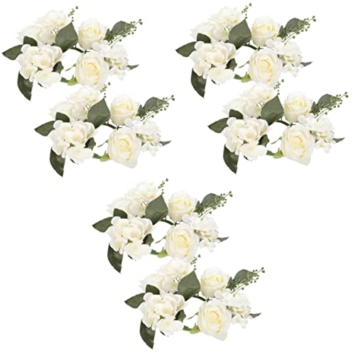HOMSFOU 6 Stück Weihnachten Für Gefälschten Esstisch Dekorative Kerzen Akzente Mitte Blumen Vorne Kerze Serviette Lichtkranz Hochzeit Künstliches Zuhause Rosenring Dekoration