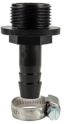 tecuro Schlauchtülle Ø 21 mm x 1 Zoll AG (G), mit Edelstahlschlauchschelle - PP schwarz
