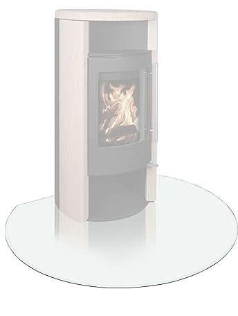 EWO Funkenschutzplatte - Glasplatte für Kaminöfen in Kreisabschnitt-Form (75 x 100 x 0,8 cm) - Bodenplatte als Kamin Funkenschutz mit ESG-Sicherheitsglas - Kaminplatte Boden-Schutzglas
