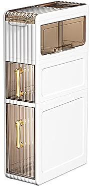 MAGIC SELECT Organisateur de Salle de Bain Étroit. Meuble de Rangement Auxiliaire avec Roues pour Endroits Étroits. Armoire Latérale avec 3 Tiroirs Compacts pour Papier Toilette.