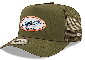 New Era Oval State California Olive A-Frame Adjustable Trucker Cap - One-Size
