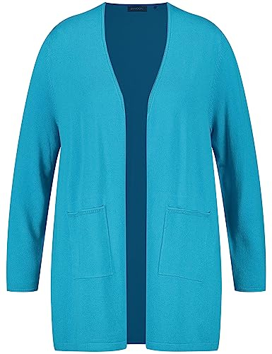 Samoon Damen Langer Cardigan Langarm unifarben River Blue 52