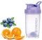 Shaker de protéines de 400 ml - Bouteille shaker de protéines de 500 ml sans BPA étanche portable pour compléments sportifs - Avec boule de mélange en acier pour boissons protéinées - (violet)