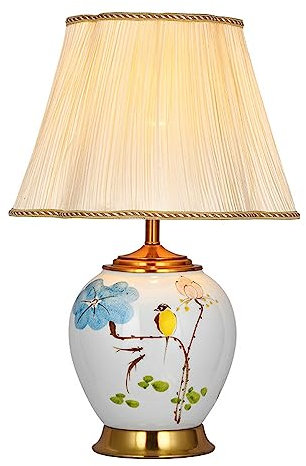 YHQSYKS Keramik-Tischlampe, kreative handbemalte Chinoiserie-Lampe, Schlafzimmer-Nachttischlampe, Vasen-Tischlampe, chinesische orientalische Keramik-Nachttischlampe