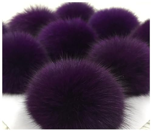 Egurs 2 Stücke Kunstfell Bommel Pompon Fellbommel Fuchspelz Flauschige Pompons Ball DIY Bunte Bommeln bälle für Mützen Tasche Schals Schlüsselanhänger Dekoration Zubehör,9cm Tiefes Lila 2 Stück